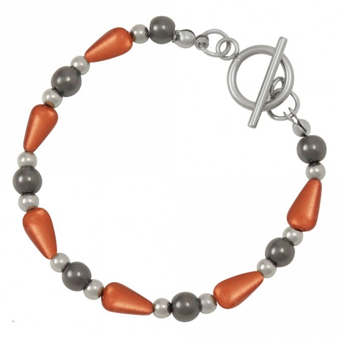 Eternal Collection Eternal Collection Eureka Orange Lucite and Hematite Beaded Bracelet