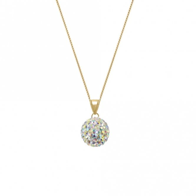 Shamballa 12mm Aurora Borealis Diamante Gold Tone Pendant Necklace